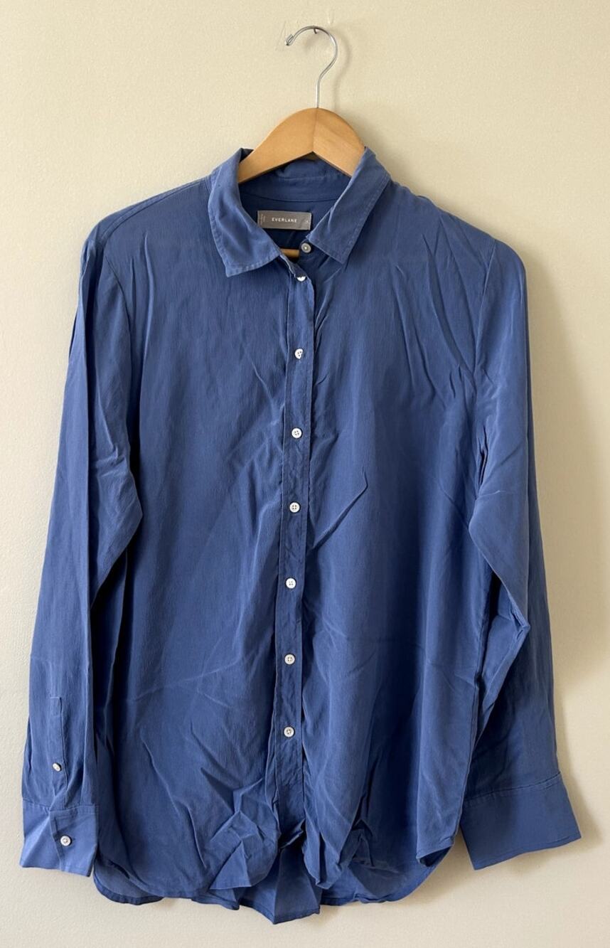 French Blue Everlane 100% Silk Button-up Shirt Blouse Women's 14